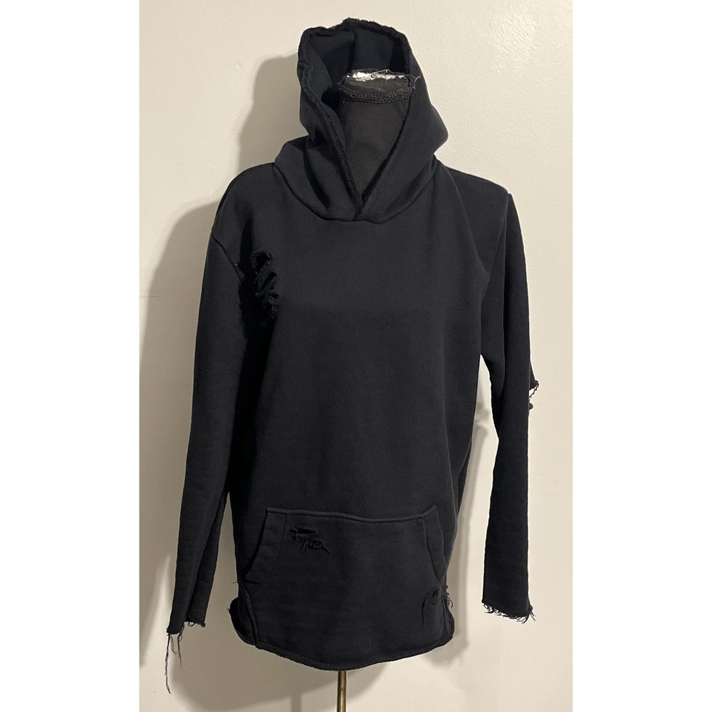 Elwood Hoodie Mens Small Black Distressed Pullover‎ Kangaroo Pocket Streetwear